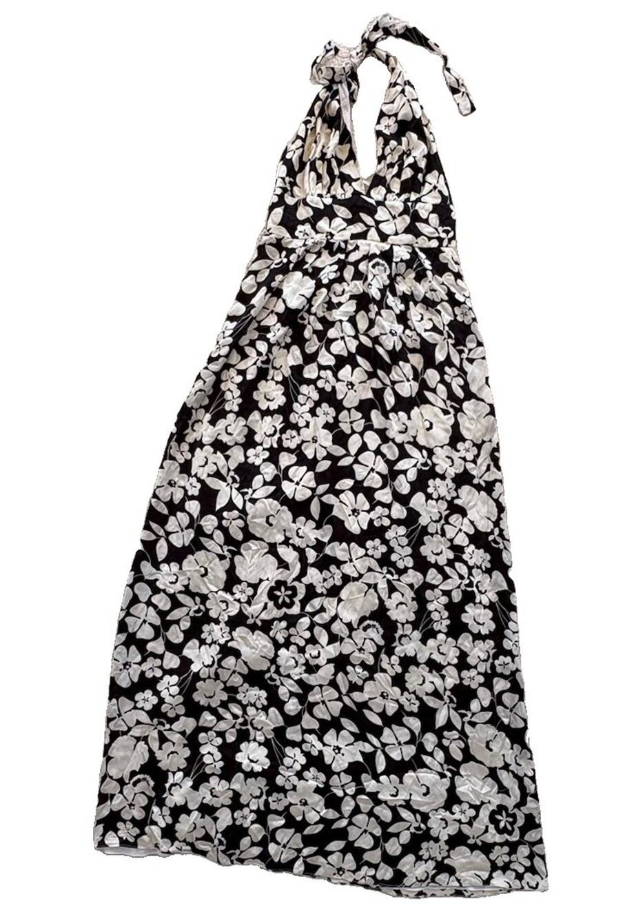 Maria Bianca Nero Black White Patterned Dress Women’s Size Medium Maxi Halter